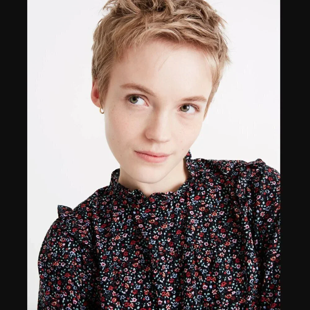 Madewell Puff-Sleeve Ruffle Top in Fieldwalk Floral S